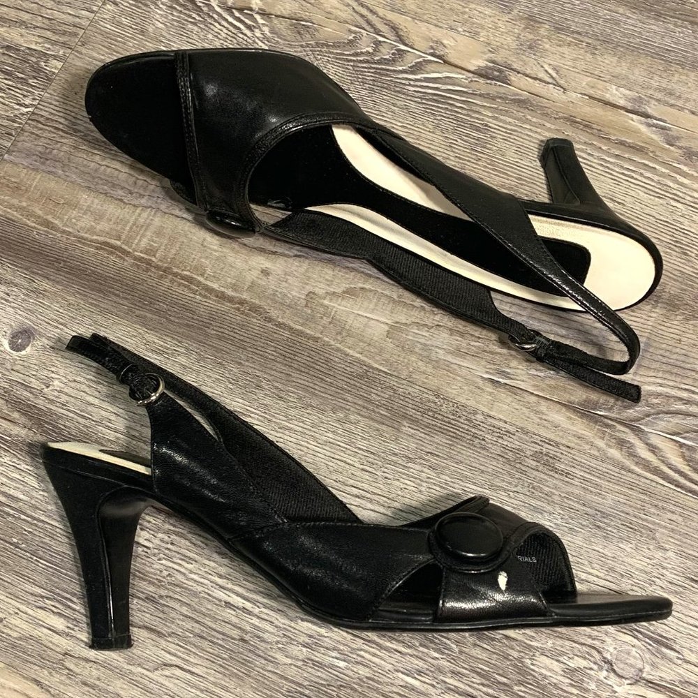 Lavish Black Velvet Leather Heels